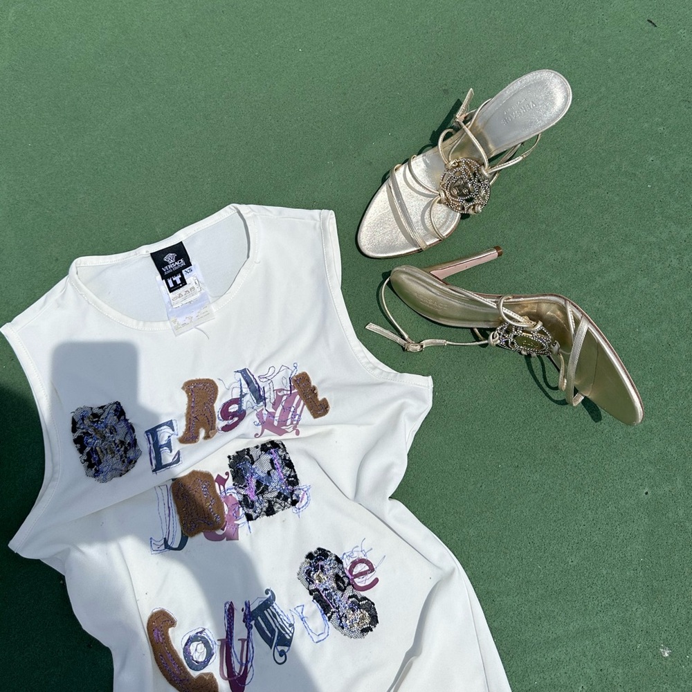 Vintage Versace Jeans Couture Scrapbook Sleeveless Tank Muscle Tee